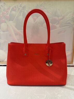 Furla Coral Structured Tote with Logo Charm